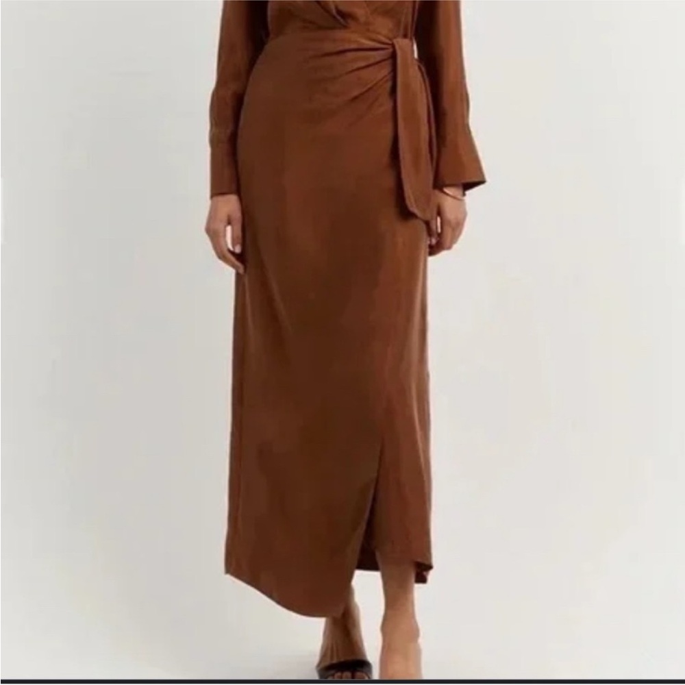 Dissh wrap midi skirt brown